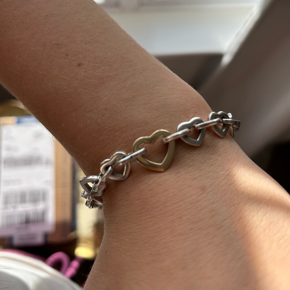 Authentic Tiffany & Co.925 18 KT Gold Heart Bracelet 2000 7.5 Inches Long